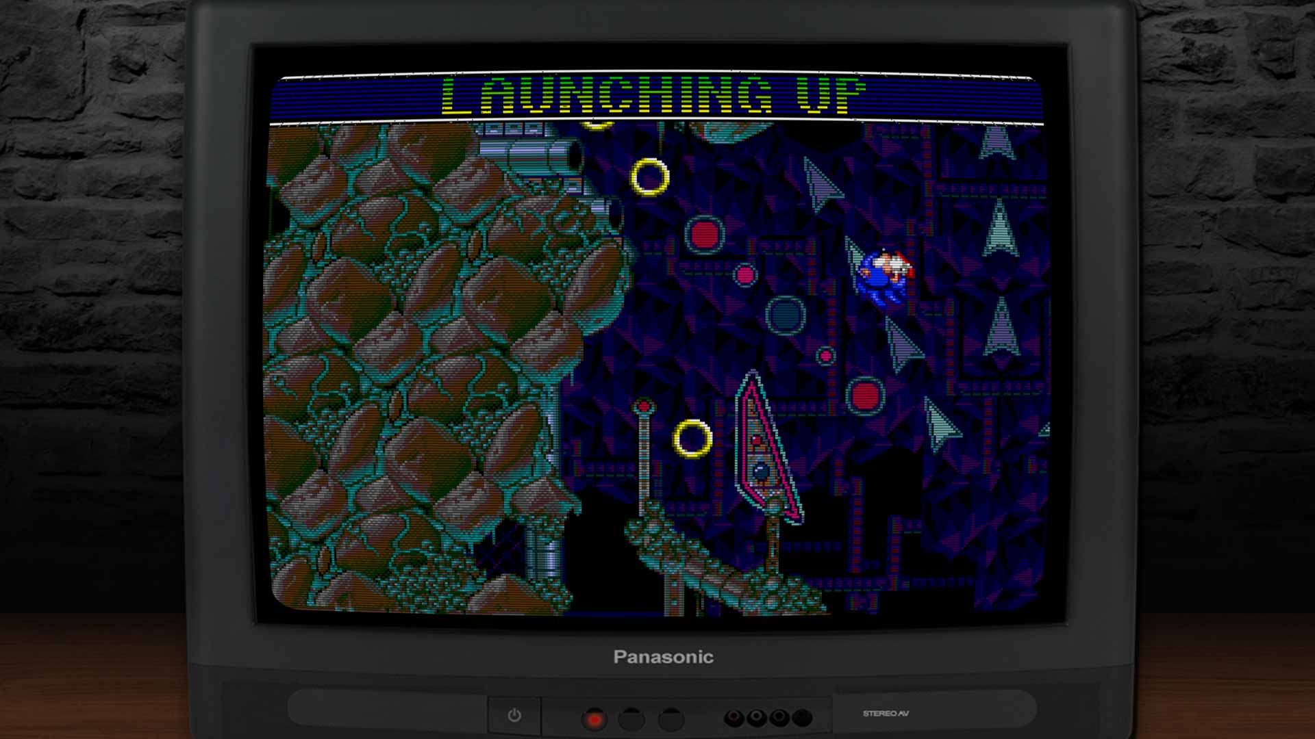 Gameplay-Szene mit Sonic und Levelstruktur im Flipper-Stil