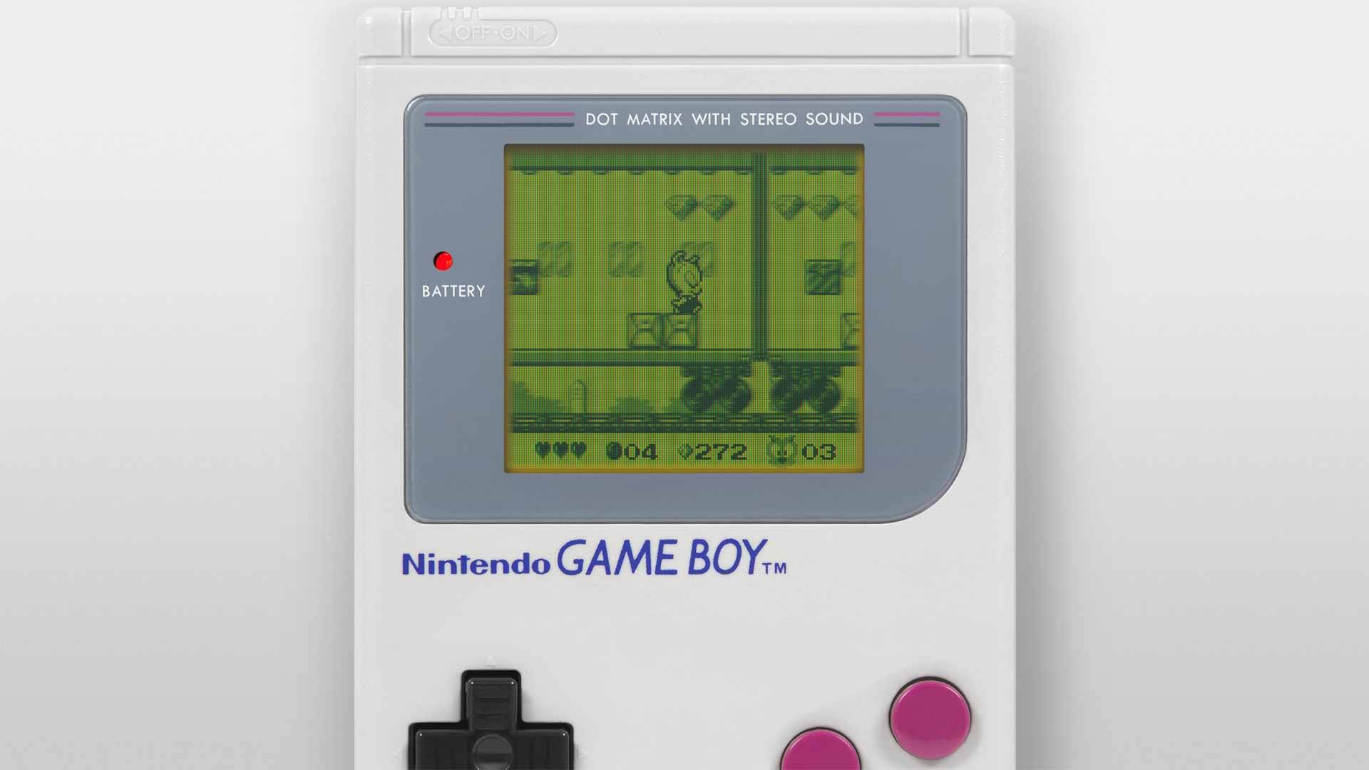 Screenshot aus dem Game-Boy-Spiel Tiny Toon Adventures: Babs' Big Brea:k Hamton sammelt Diamanten in einem fahrenden Zug