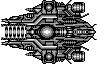 Sprite des Core-Bosses aus dem Game-Boy-Spiel Nemesis – ein symmetrisches Raumschiff mit zentralem Energiekern.