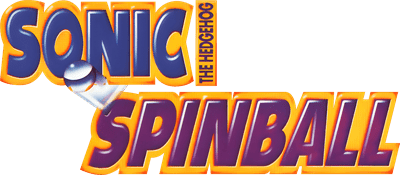 Sonic Spinball-Logo mit stylisierter Schrift und Flipperkugel