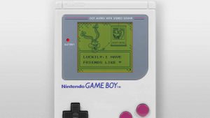 Screenshot aus dem Game-Boy-Spiel Tiny Toon Adventures: Babs' Big Break mit Babs Bunny die Dizzy Devil Zeigt und dem Dialog: "Luckyly, I have friends.."