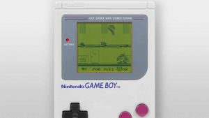 Screenshot aus dem Game-Boy-Spiel Tiny Toon Adventures: Babs' Big Break: Buster Bunny hüpft auf Plattformen um Dizzy Devil zu füttern