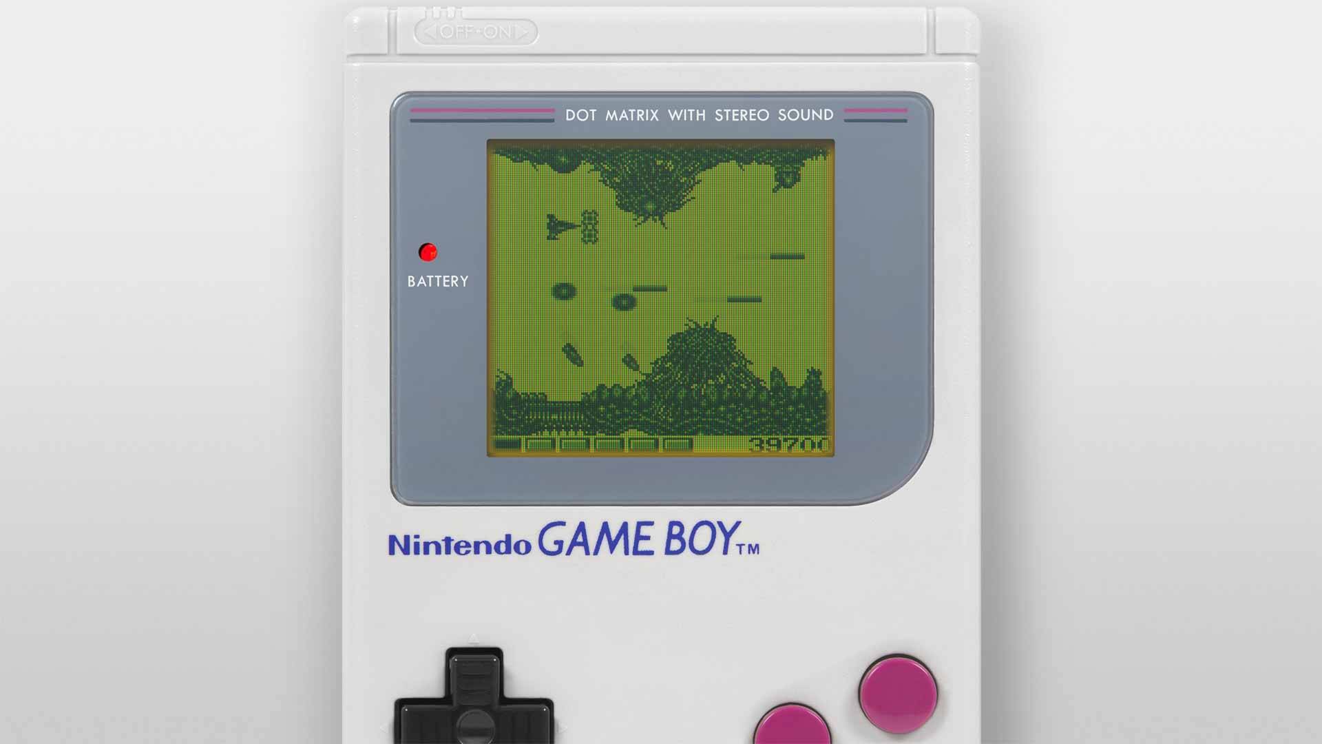 Spielszene aus Nemesis auf dem Game Boy – das Raumschiff fliegt durch eine verwachsene Alien-Höhle.